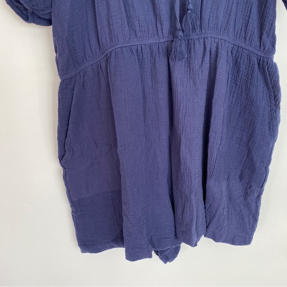 Knox Rose Womens Romper One Piece Size XXL Navy Blue Tassel V Neck Pockets - Picture 5 of 6